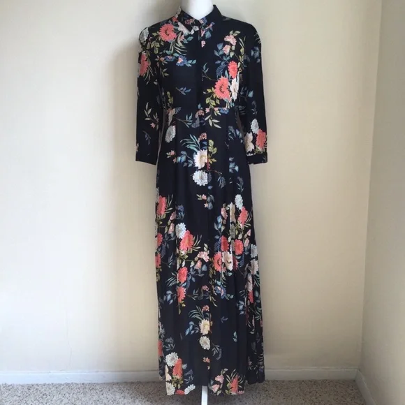Zara floral button down dress cheap